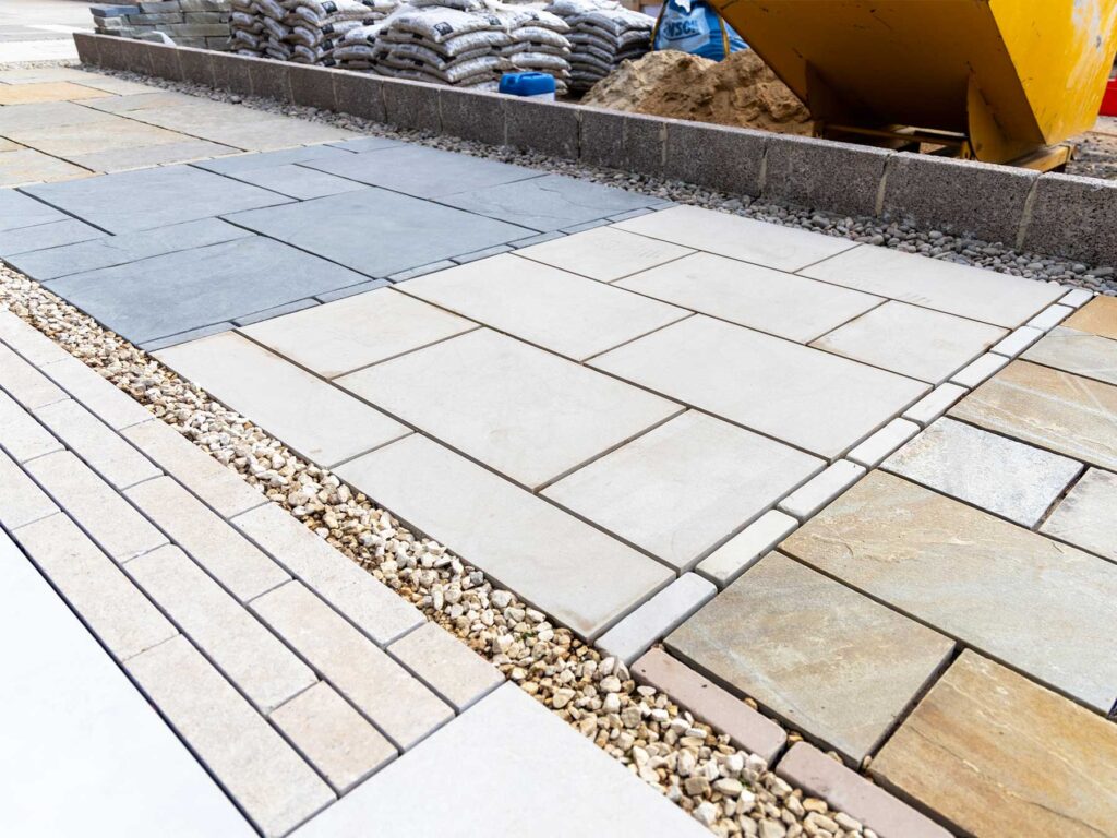 A large selection of paving and edging stones on display at Love Stone in Ewshot